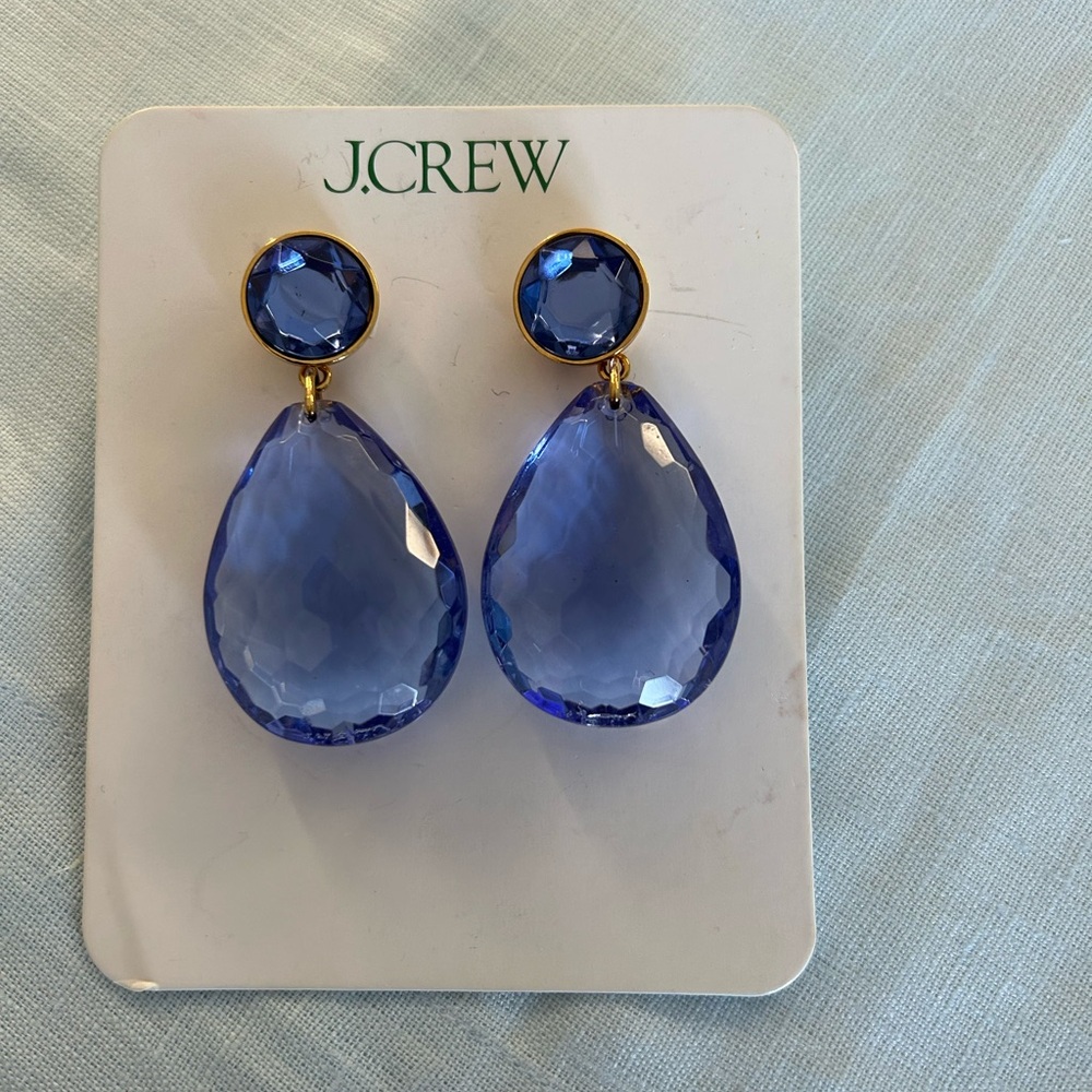 J. Crew Gold-Tone Blue Faceted Teardrop Earrings